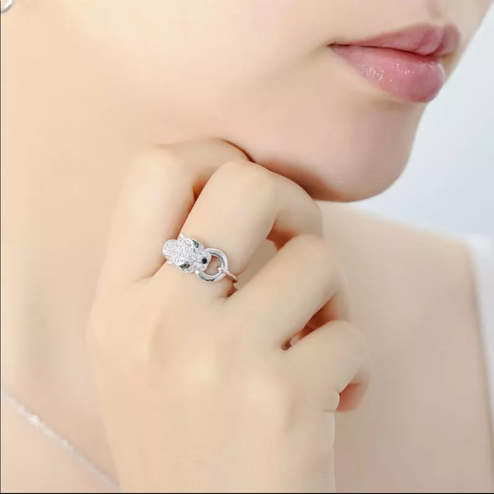 New Unisex 925 Silver Leopard ๐ Diamond Ring ๐ - Picture 5 of 5